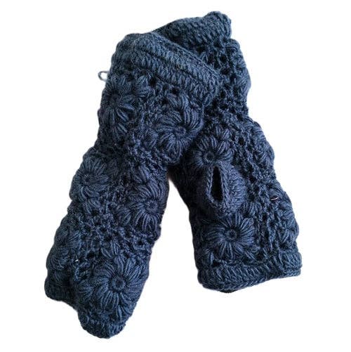 Flower Crochet Fingerless Gloves by Nirvanna Designs