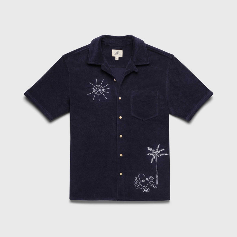 Mariner Saltwater Terry Camp Collar Shirt by SurfSideSupply | Navy Blazer