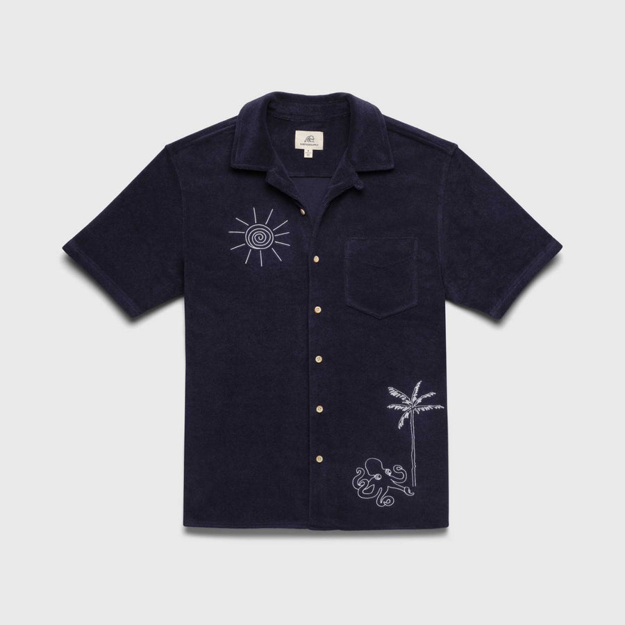 Mariner Saltwater Terry Camp Collar Shirt by SurfSideSupply | Navy Blazer - Zen&Zip