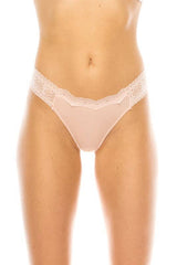 Youmita Super Soft Lace Band Thong-YM-33495-THG-S: Pink / S - Zen&Zip
