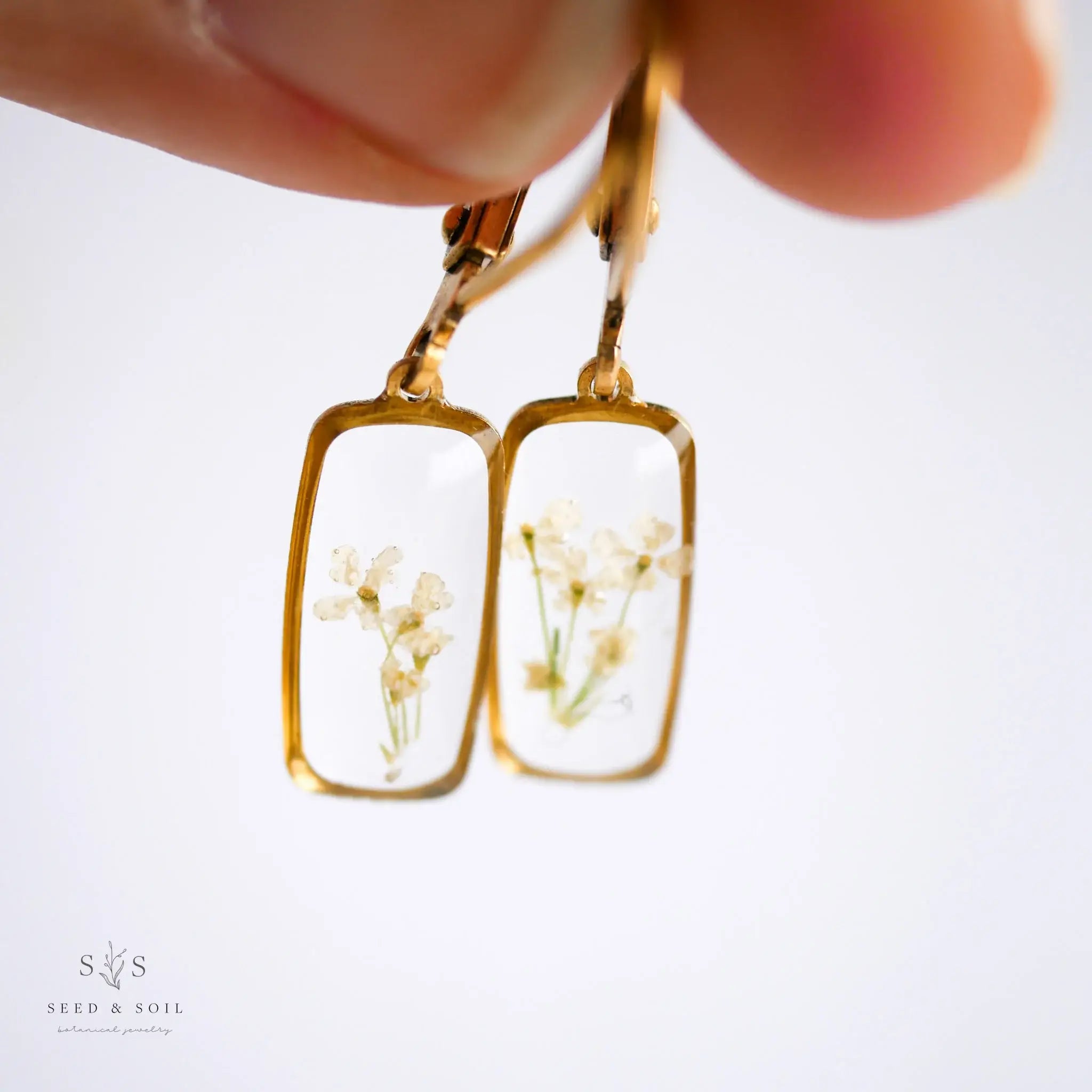 Tiny Rectangle Huggie Hoops: Fern - Zen&Zip
