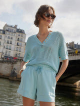 Callie Knit Top by Varley | Porcelain Blue