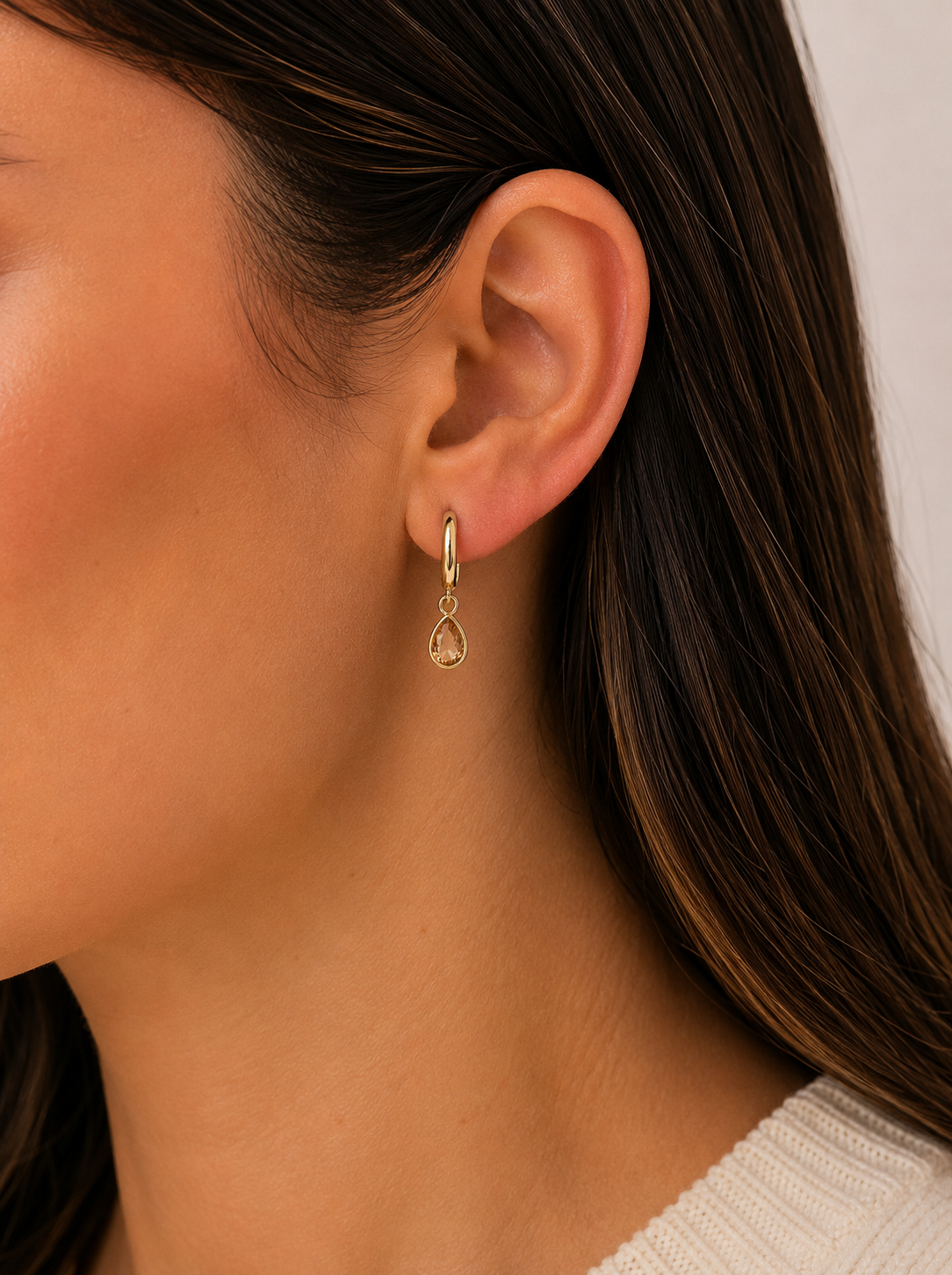 Teardrop Charm Hoop by JaxKelly | Champagne CZ