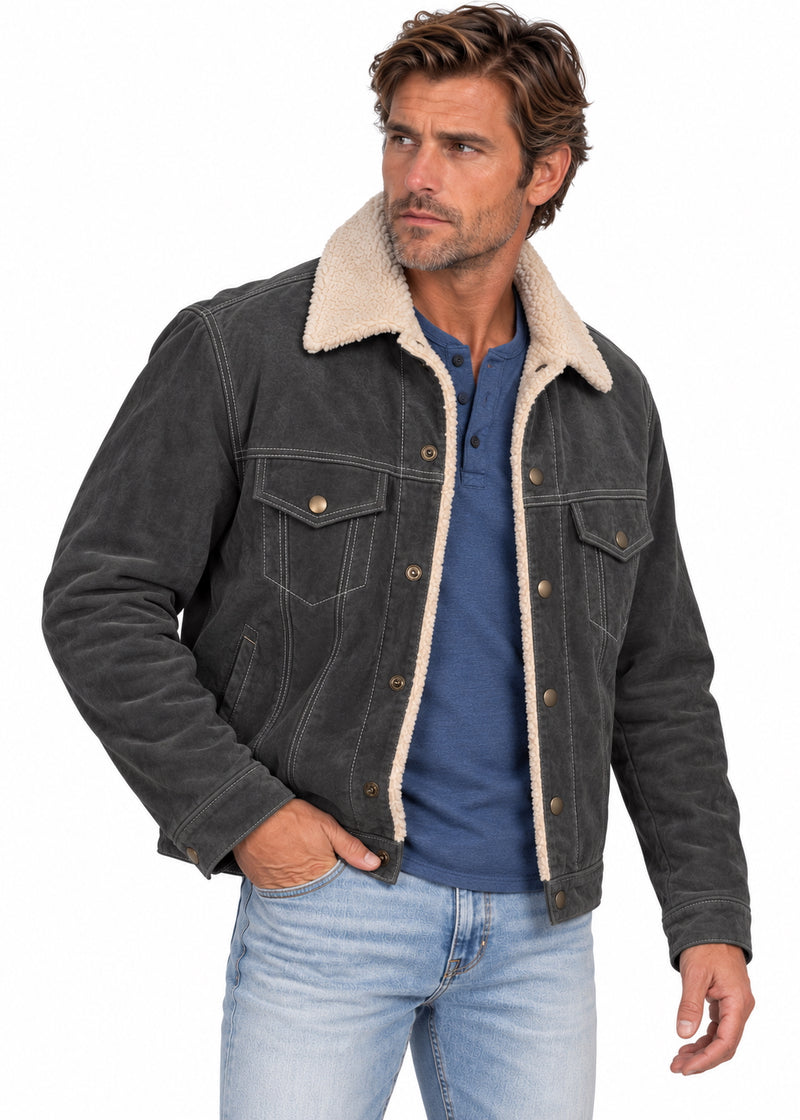 Boar Suede Jean Jacket by Scully Leather | Grey