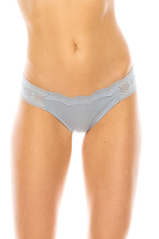 Youmita Super Soft Lace Band Thong-YM-33495-THG-S: Blue / S - Zen&Zip
