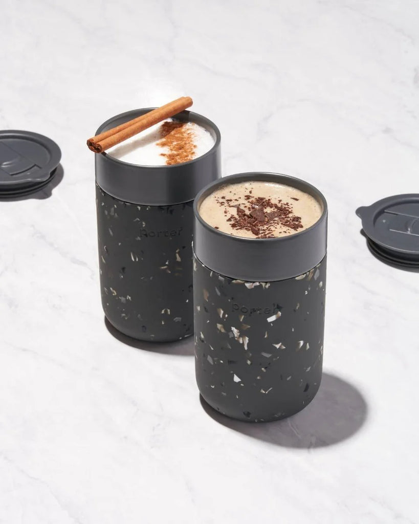 Porter To-Go Ceramic Mug 16oz Charcoal Terrazzo