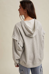 French Terry Ruffle Detail Hooded Sweatshirt by Wishlist Apparel | H.Grey - Zen&Zip