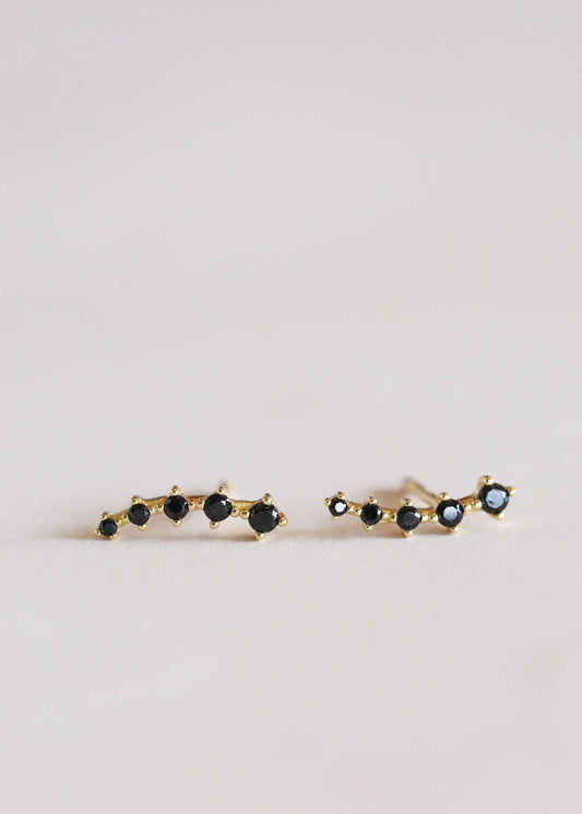 Crawler Gold Earrings by JaxKelly | Black CZ - Zen&Zip