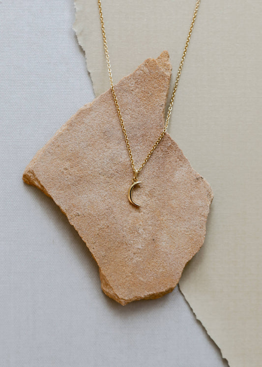 Tiny Crescent Moon Necklace by JaxKelly | Gold - Zen&Zip