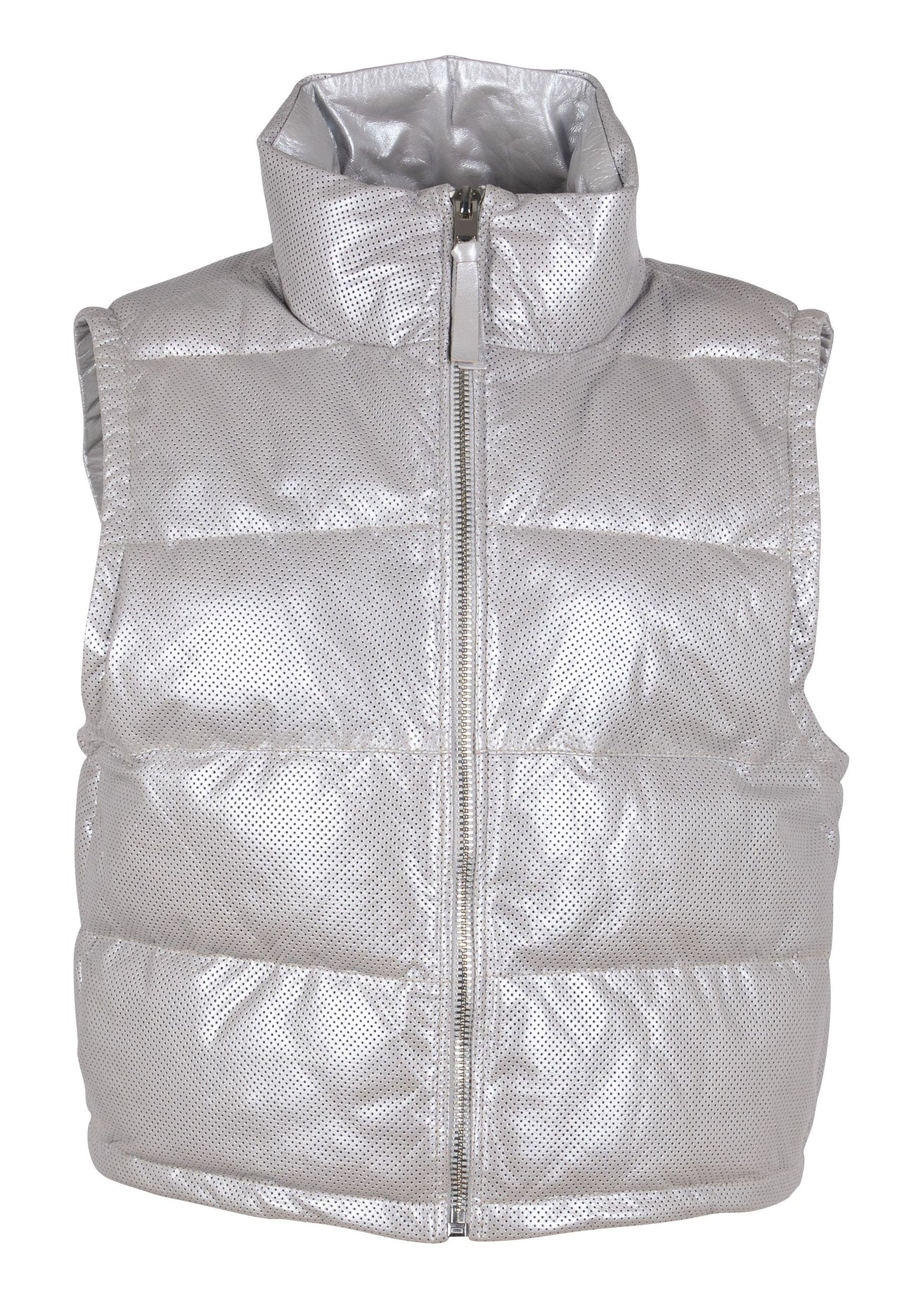 Ellice Perforated Vest Silver Metallic