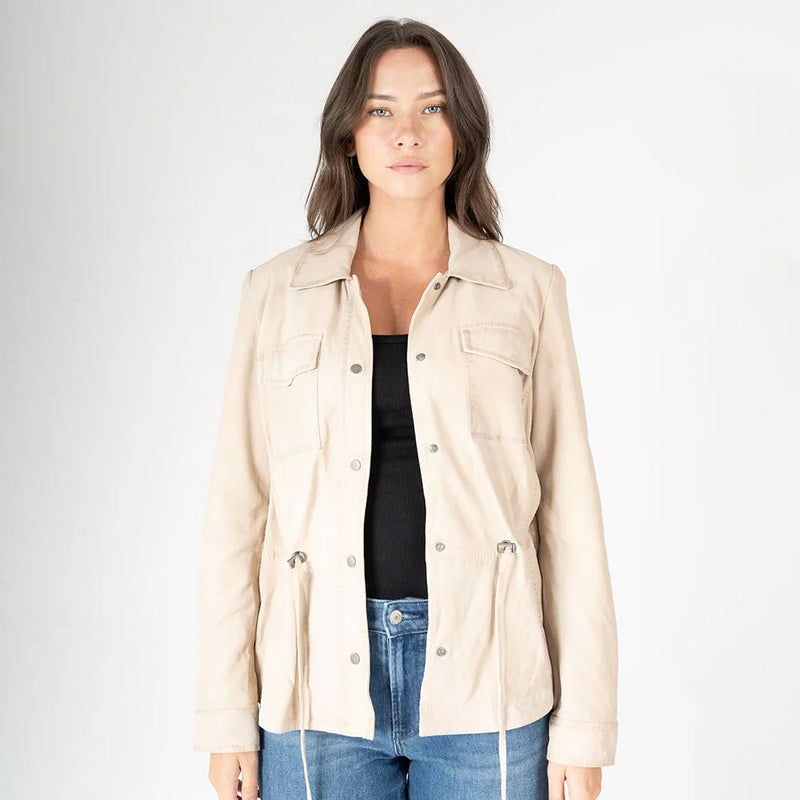 Amaly Drawstring Jacket by Mauritius | Chalk