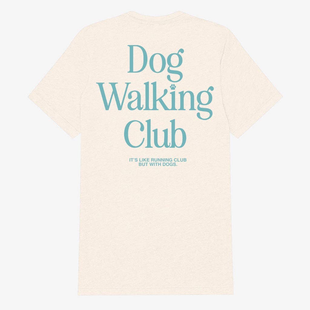 Dog Walking Club  Crewneck Shirt by Puppies Make Me Happy | Cream/Teal