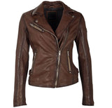 Sofia RF Moto Jacket by Mauritius | Brown