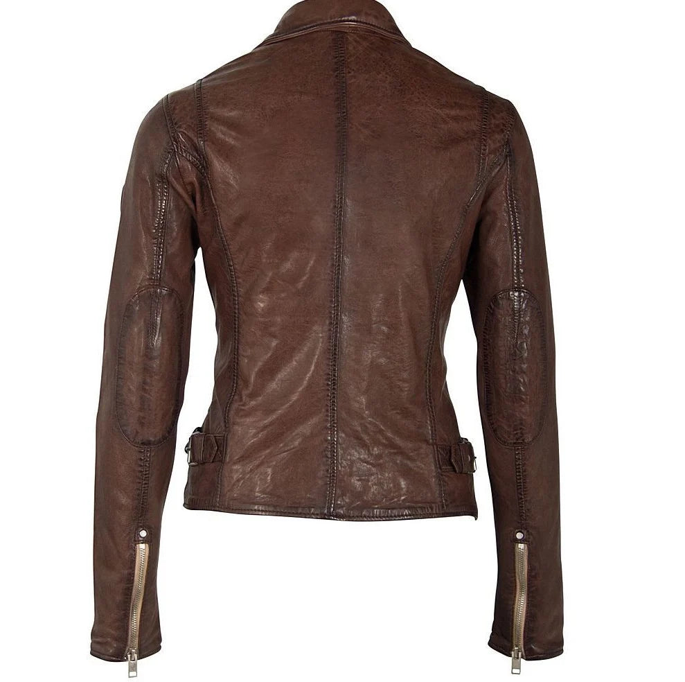 Sofia RF Moto Jacket by Mauritius | Brown