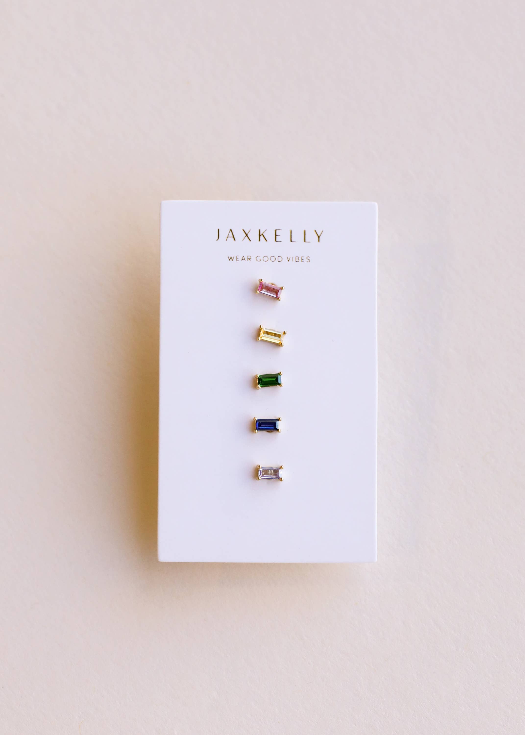 Baguette - Rainbow - Gold Earrings