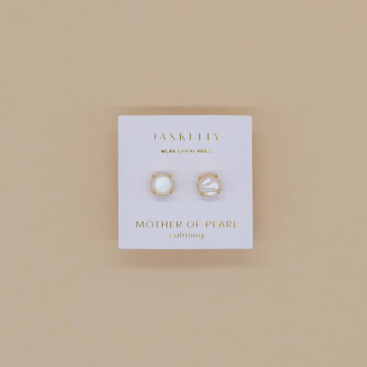 Round Gemstone Earrings by JaxKelly | Mother of Pearl - Zen&Zip