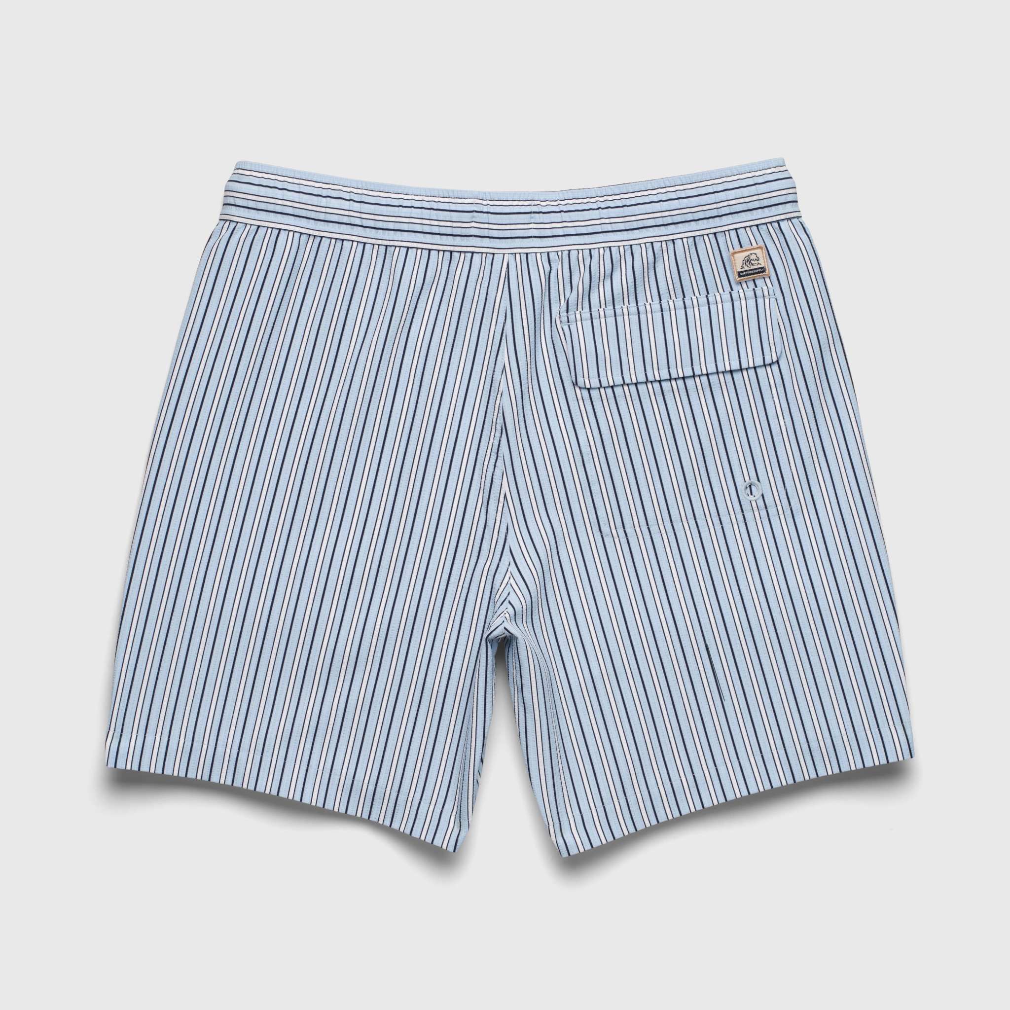 Jimmy 6.5" Seersucker Stripe Volley by SurfSideSupply | Skyway Blue - Zen&Zip