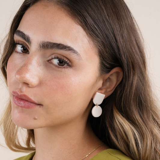 Circle Dome Clay Earrings by JaxKelly | Oat Milk