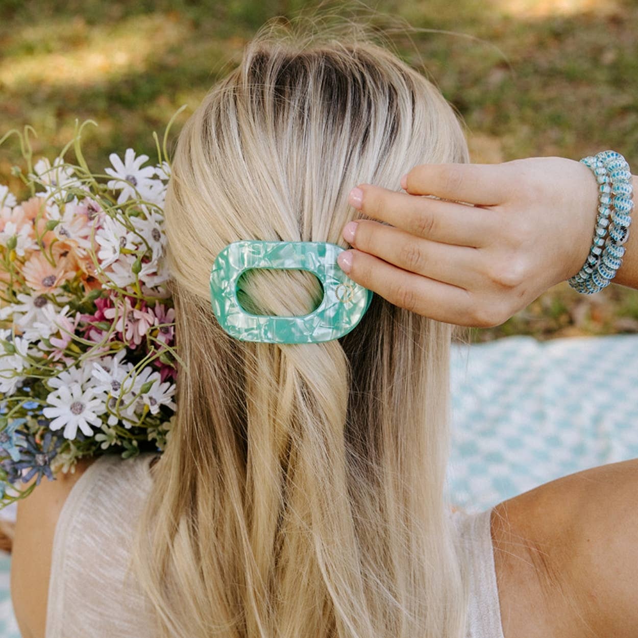 Flat Round Hair Clip | Small | Spring Splash - Zen&Zip