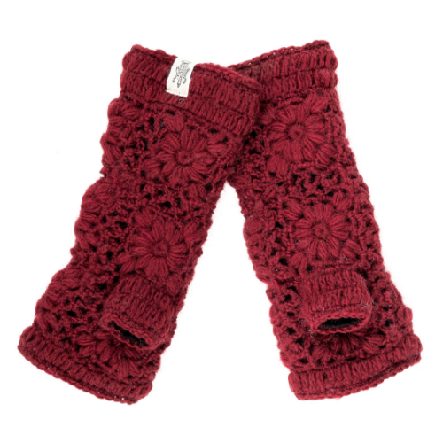 Flower Crochet Fingerless Gloves by Nirvanna Designs