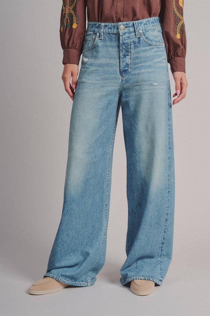 Faux Denim Flare Pant by Urban Daizy | Denim