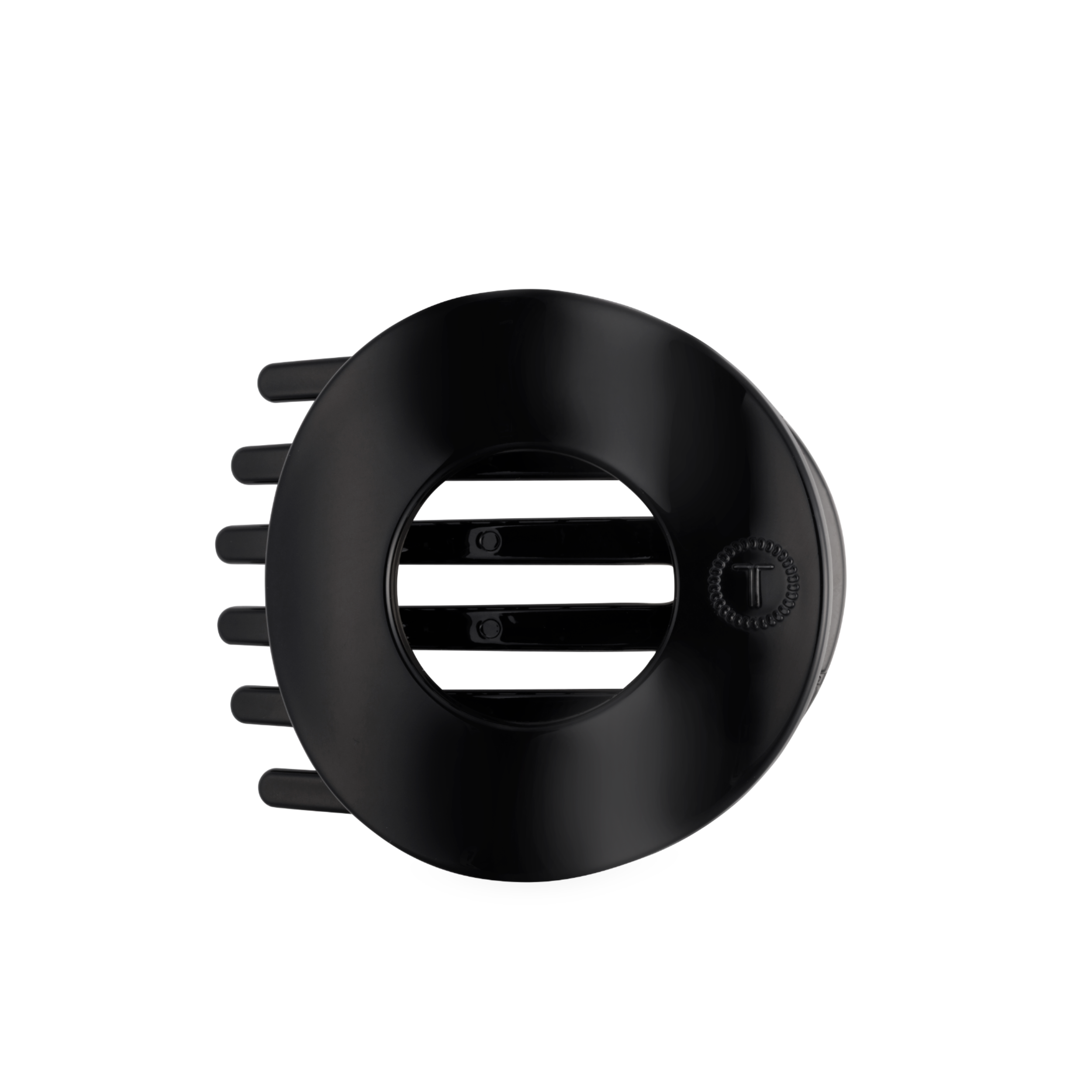 Jet Black Large Flat Circle Hair Clip
