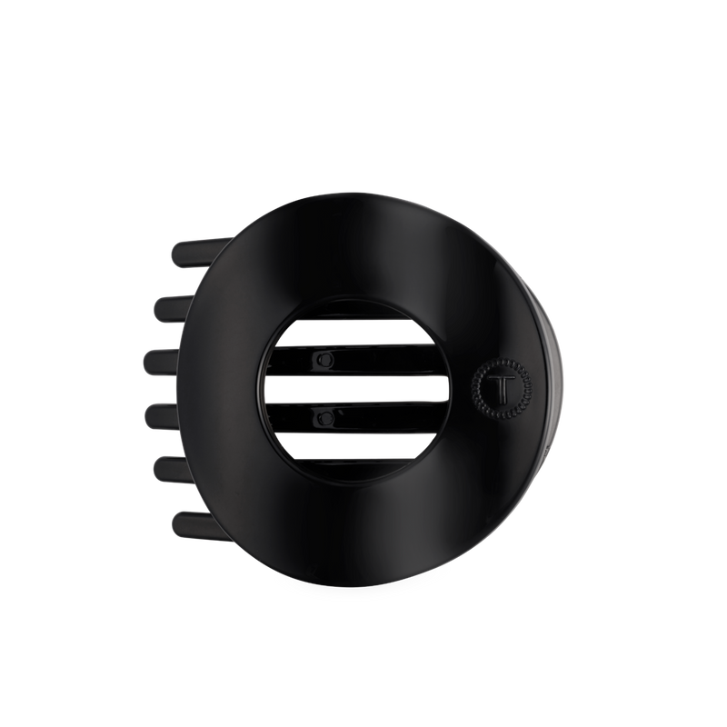 Jet Black Large Flat Circle Hair Clip