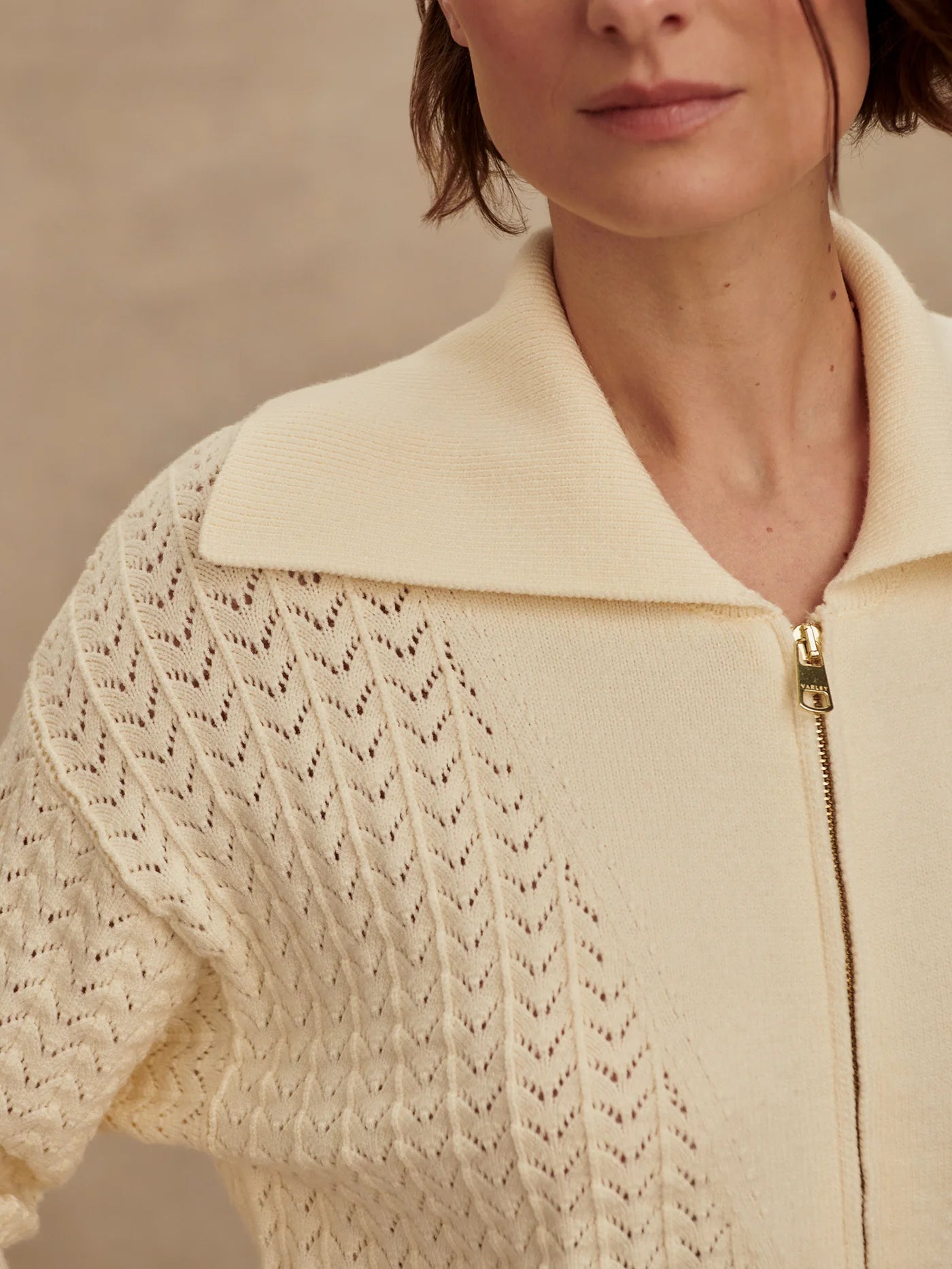 Arney Half Zip Knit Polo by Varley | Egret