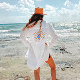 Shirt Dress with Hand Painted Evil Eye by Moa | White - Zen&Zip