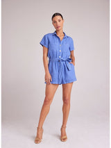 Rolled Hem Utility Romper Bahia Blue