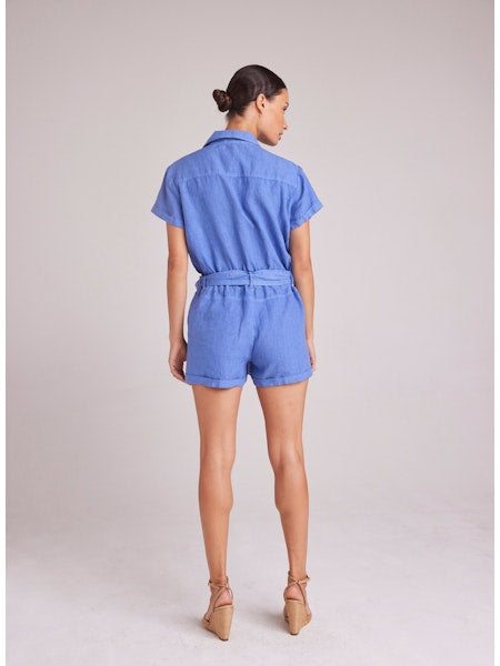 Rolled Hem Utility Romper Bahia Blue