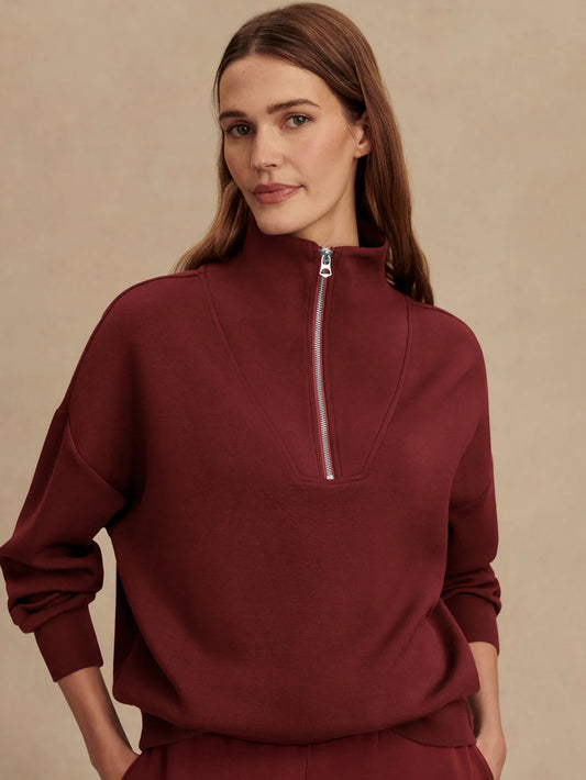 Hawley Half Zip Sweat by Varley | New Maroon
