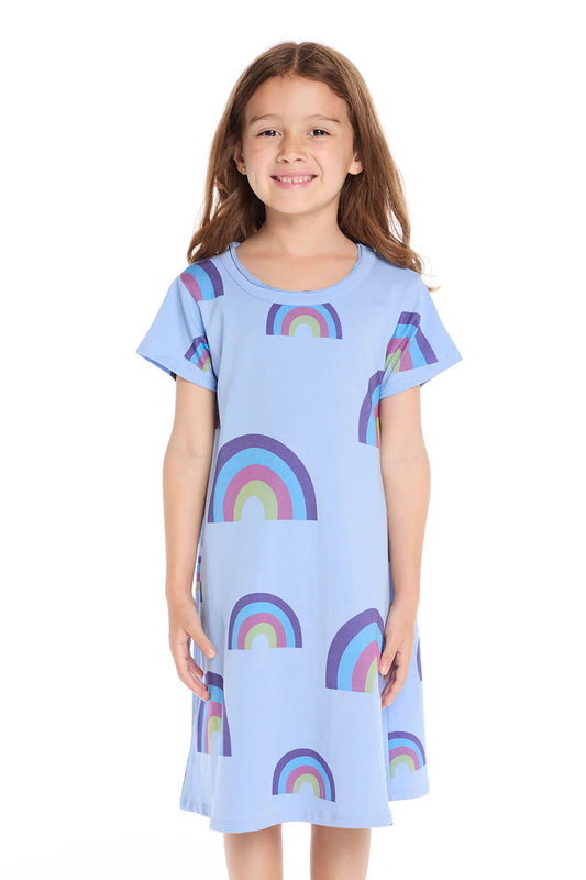 Allover Rainbows Dress by Chaser Kids | Blue Hydrangea - Zen&Zip
