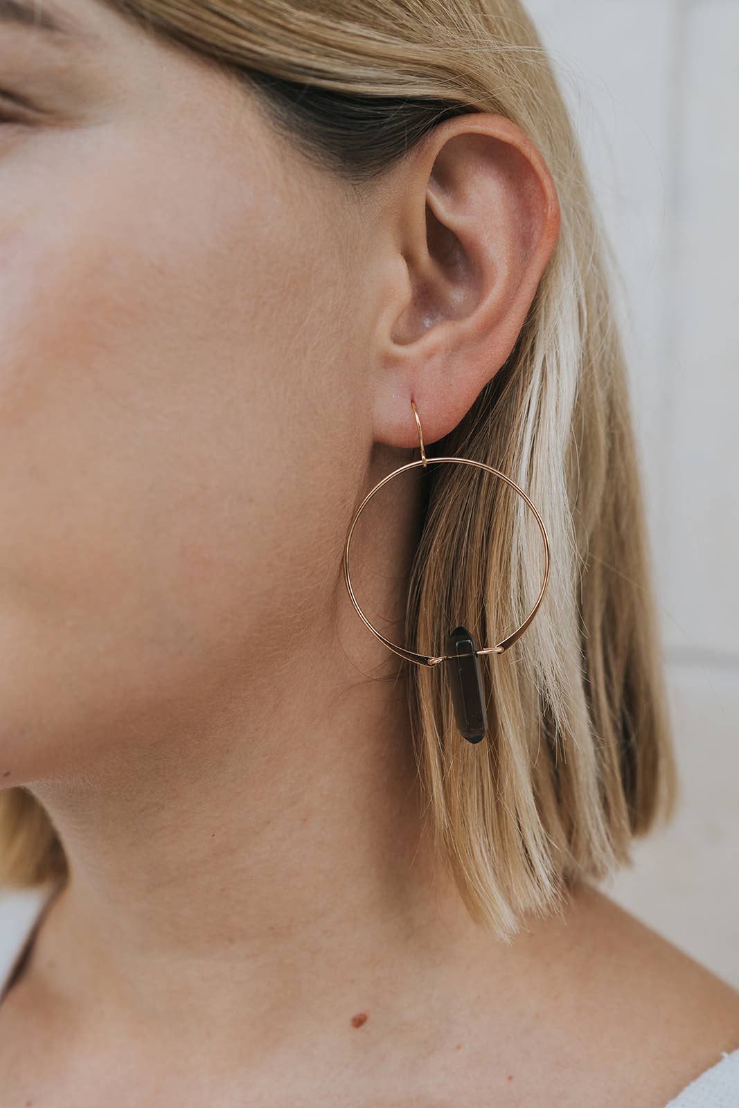 Hoops - Smoky Quartz - Gold Earrings