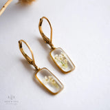 Tiny Rectangle Huggie Hoops: Fern - Zen&Zip