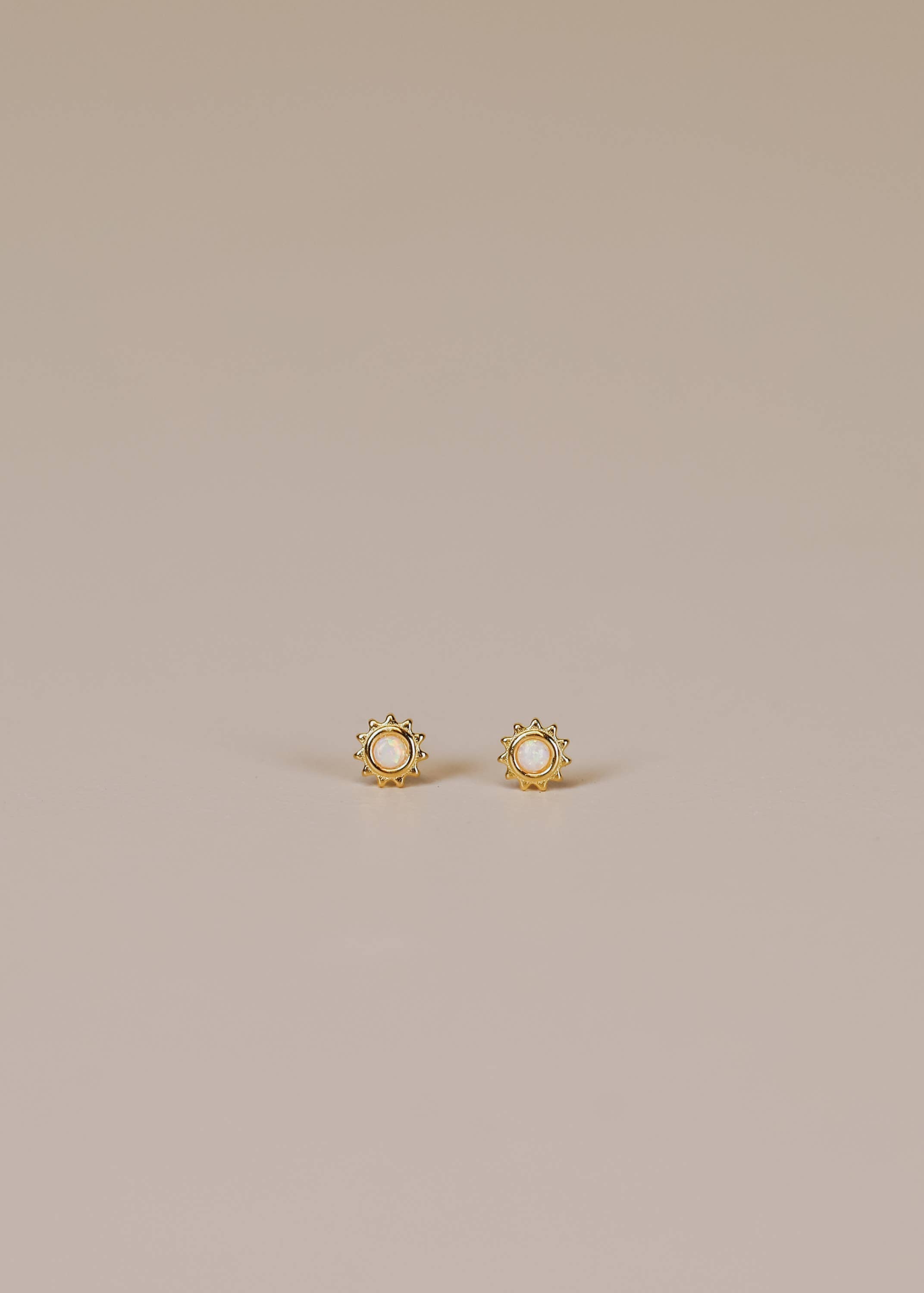 Sun Stud - White Opal - Earrings