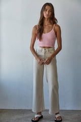 Knit Ribbed Seamless UV Neck Brami by By Together | Powder Pink - Zen&Zip