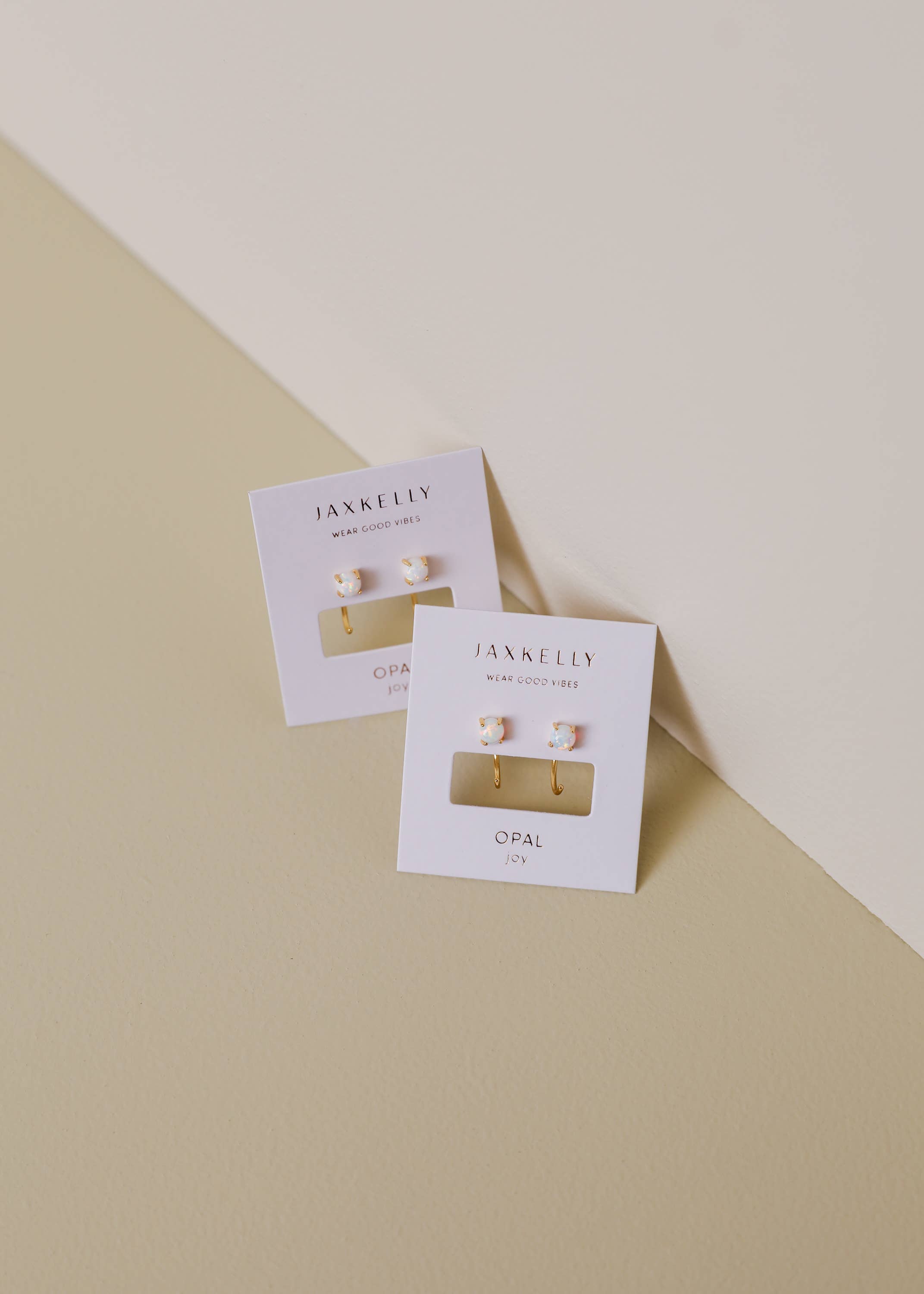Huggies Earrings by JaxKelly | White Opal - Zen&Zip