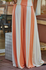 Knit Striped Wide Leg Pants by By Together | Neon Salmon Cream - Zen&Zip