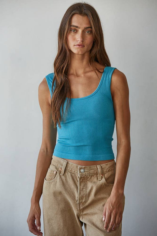 Seamless Scoop Neck Sleeveless Top by By Together | Blue Oasis - Zen&Zip