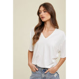 Drop Shoulder V-Neck Top by Wishlist Apparel | Off White - Zen&Zip