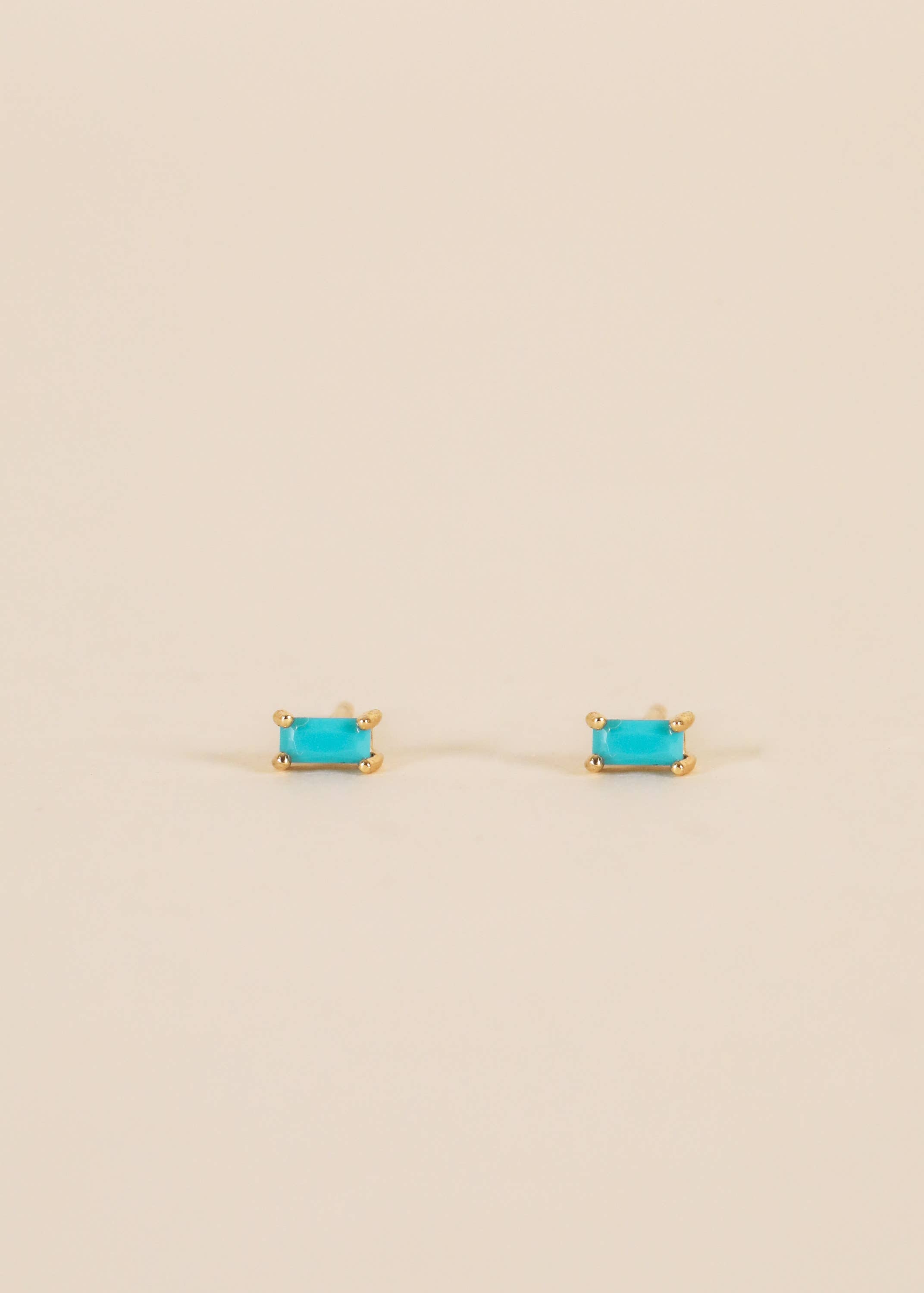 Baguette - Turquoise - Gold Earrings