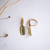 Tiny Rectangle Huggie Hoops: Fern - Zen&Zip