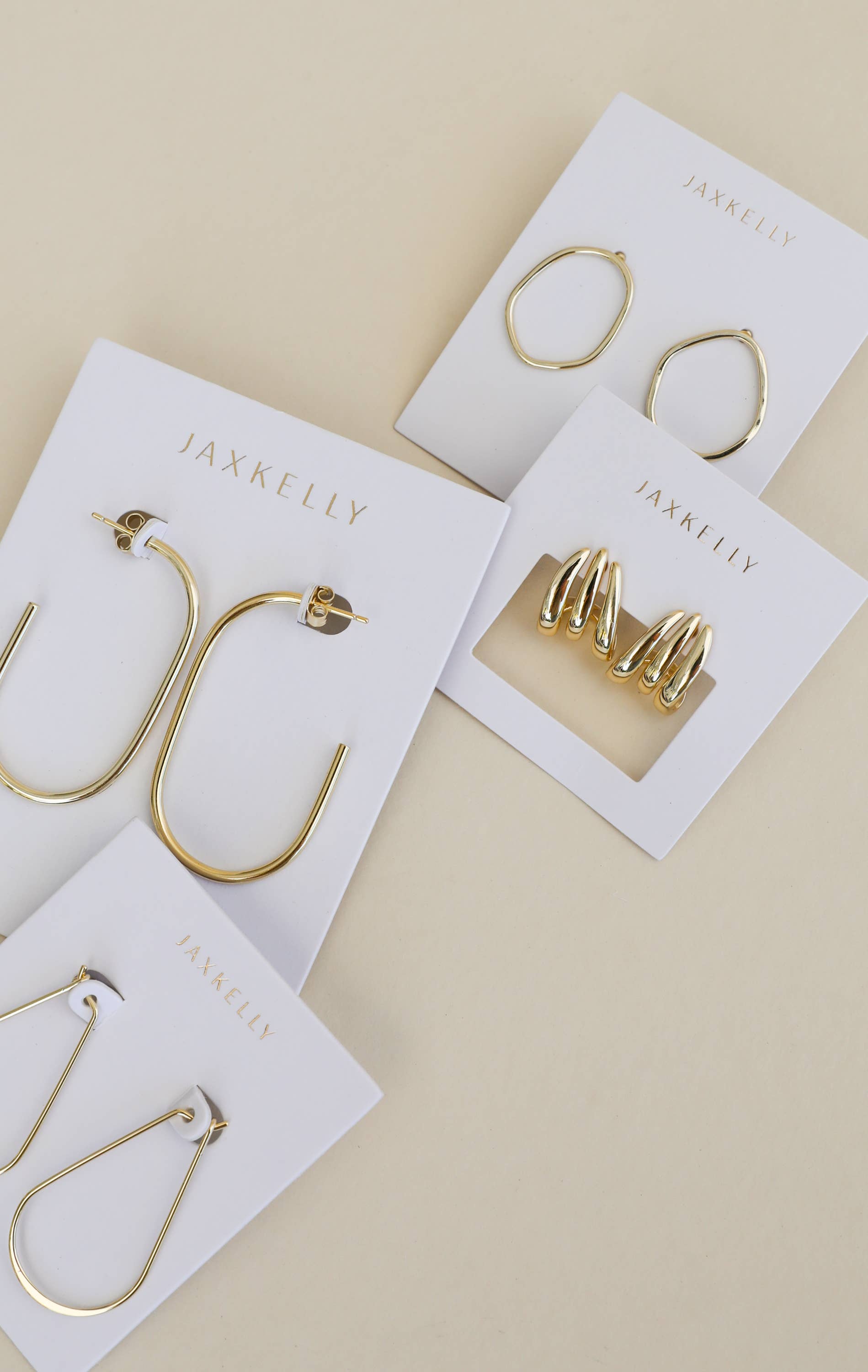 Gold Long Oval Hoop by JaxKelly - Zen&Zip