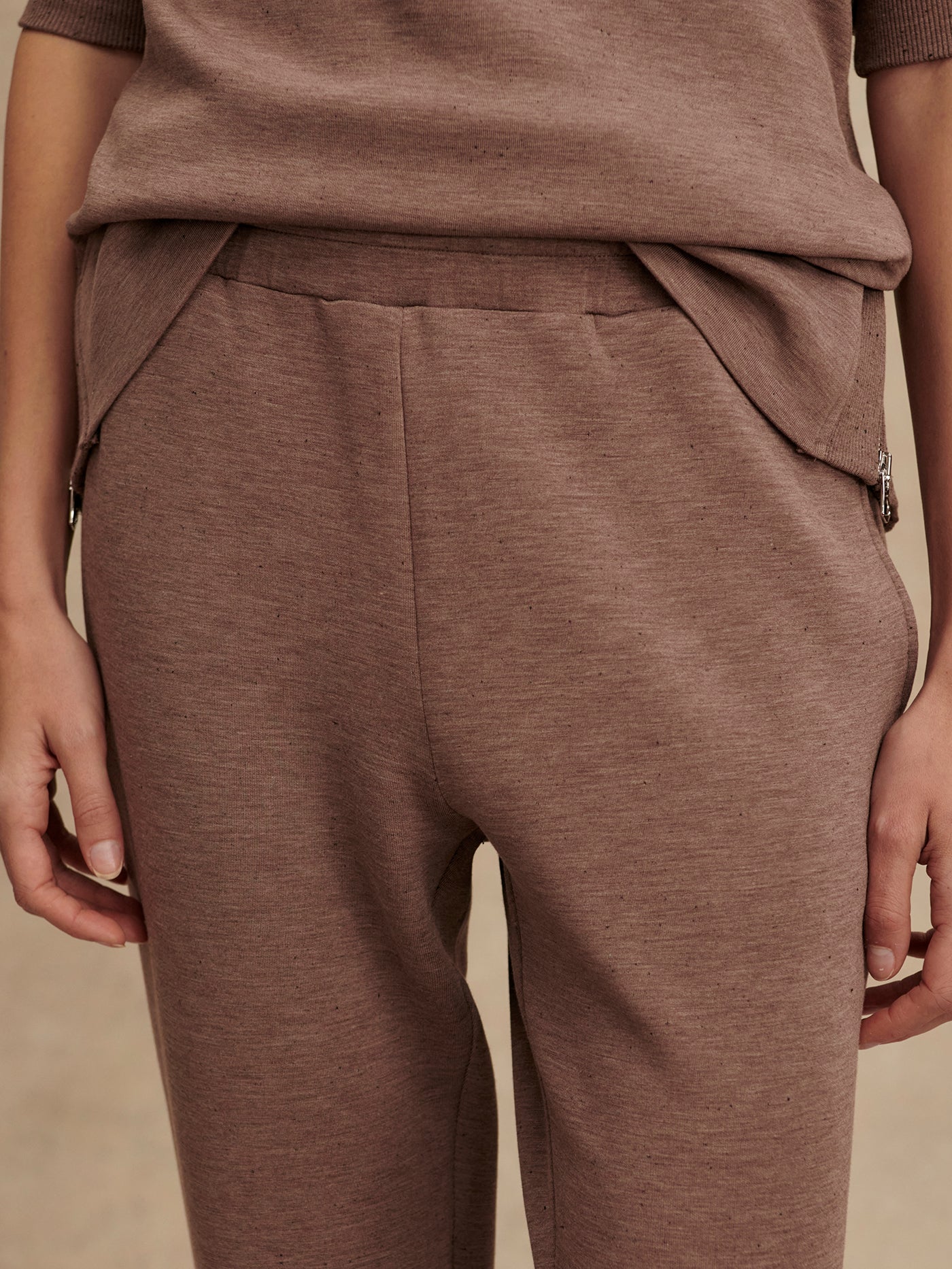 The Slim Cuff Pant 27.5 by Varley | Deep Taupe Marl Fleck