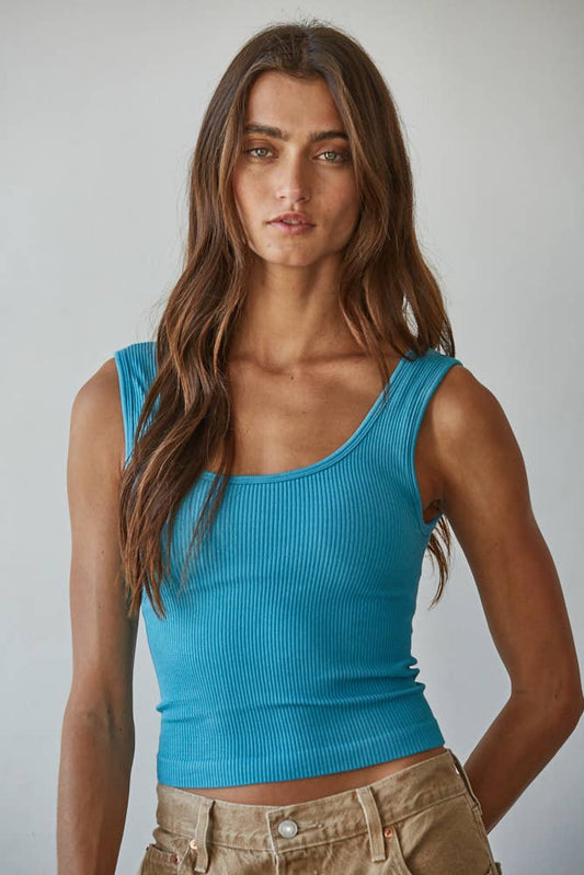 Seamless Scoop Neck Sleeveless Top by By Together | Blue Oasis - Zen&Zip