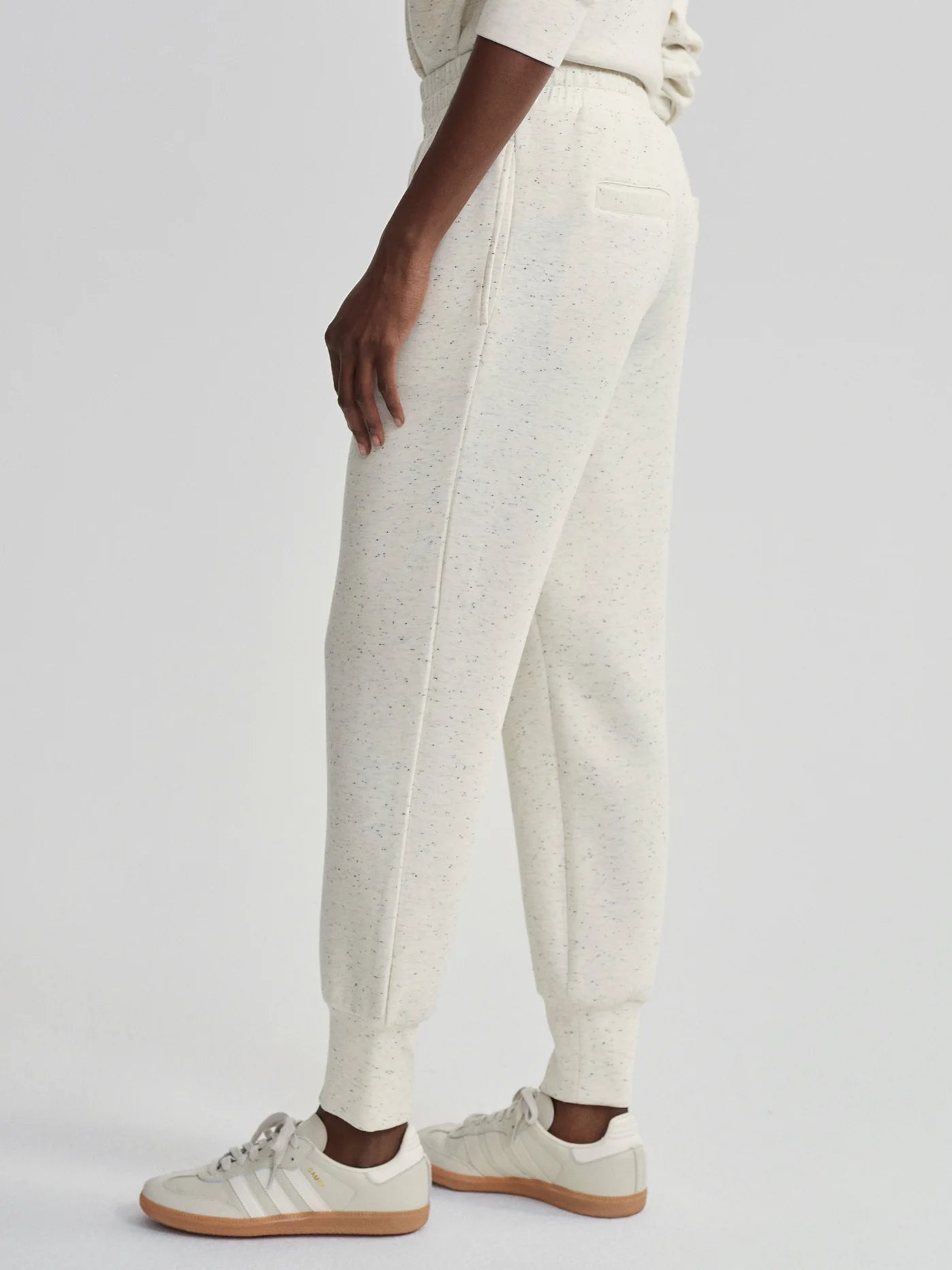 The Slim Cuff Pant 27.5 by Varley | Ivory Marl Fleck