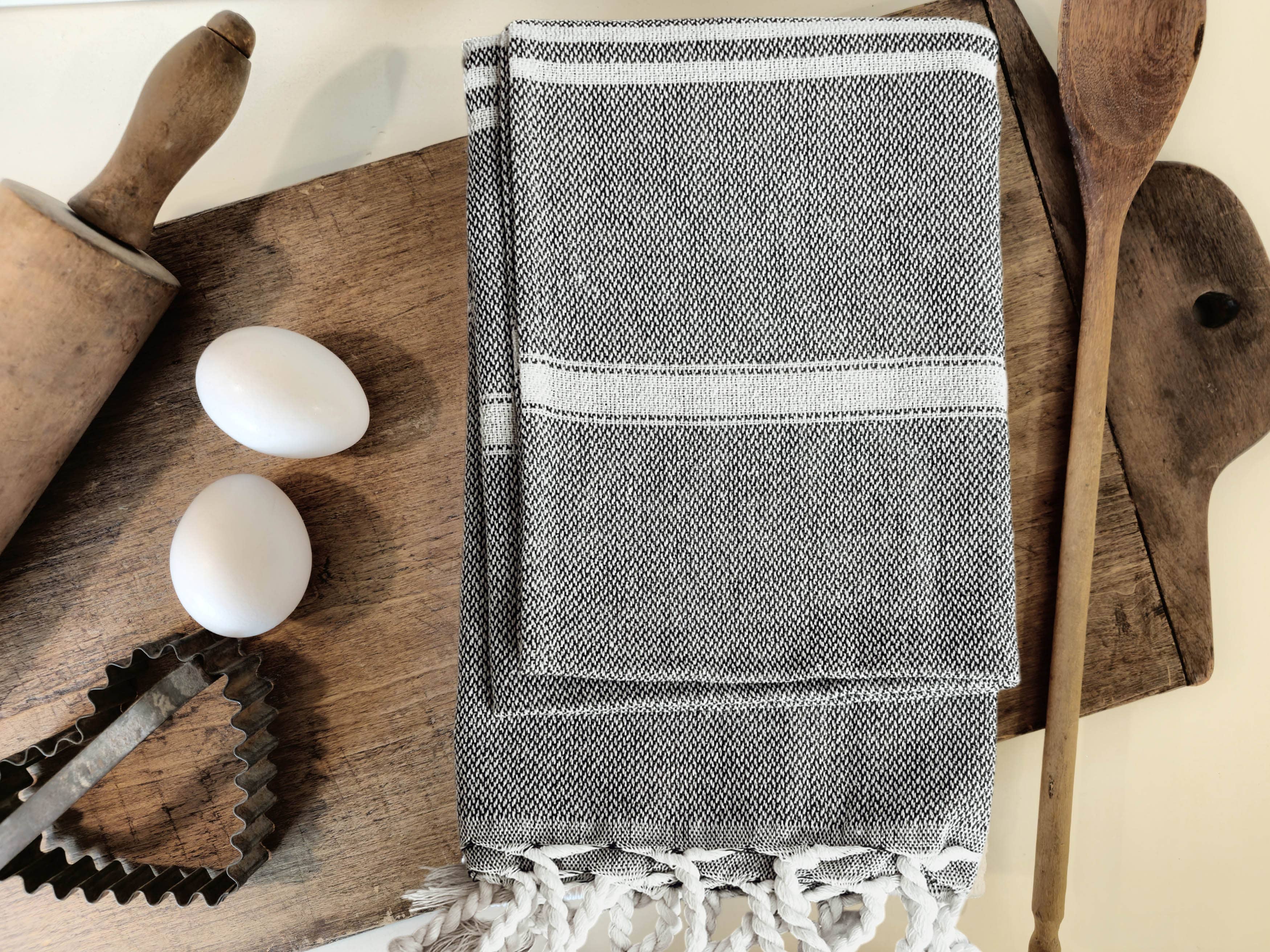 Fall Kitchen Hand Towels, Orange Cotton Dish Towels Tassels - Zen&Zip