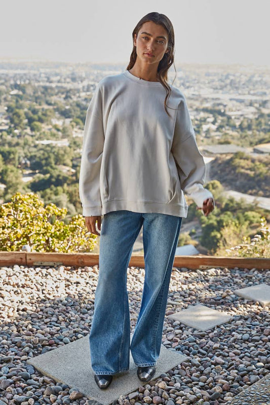 Crew Neck Long Sleeve Sweatshirt by By Together | Clay - Zen&Zip