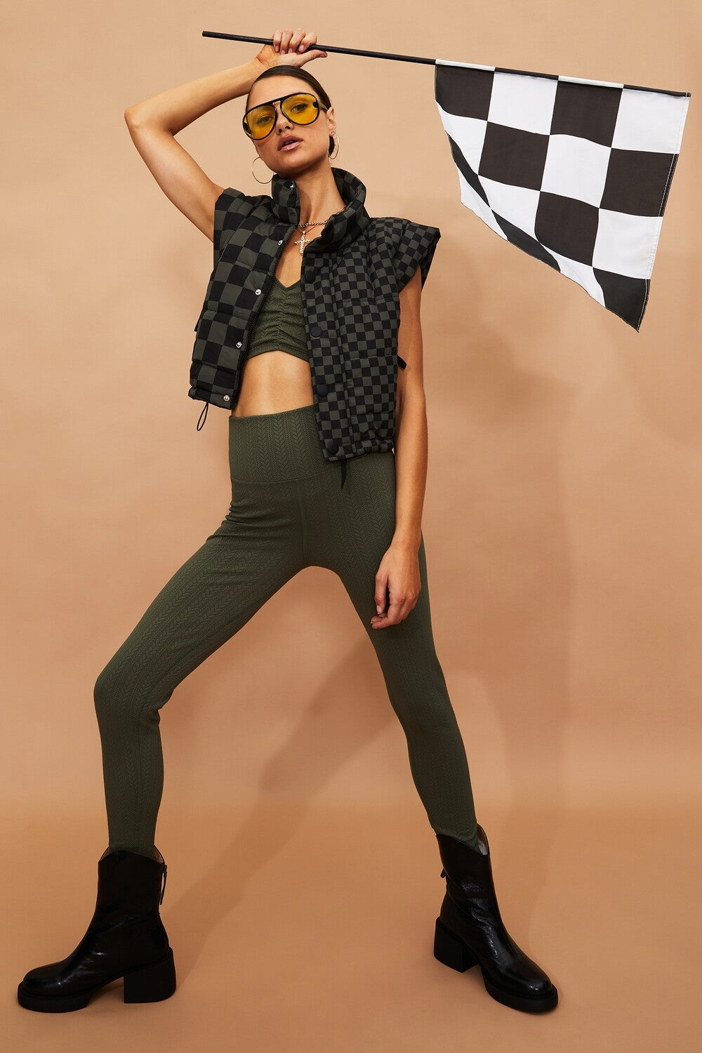 Beach Riot Piper Legging in Olive Cable